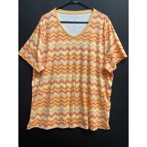 Kim Rogers Tee Top Plus Sz 2XL  Orange Striped